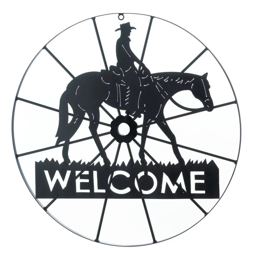 Cowboy Welcome Wheel Sign