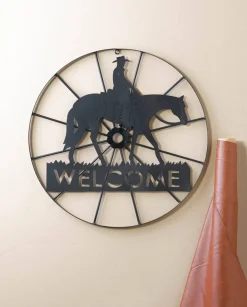 Cowboy Welcome Wheel Sign