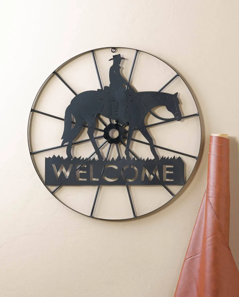 Cowboy Welcome Wheel Sign