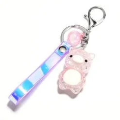 Crackled Acrylic Pig KeyChain, Lights Up! Super Cute for Kids*