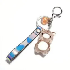 Crackled Acrylic Pig KeyChain, Lights Up! Super Cute for Kids*