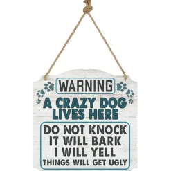 Crazy Dog Lives Here Funny Metal Art Door Decor*