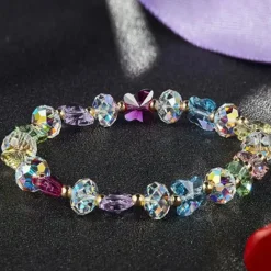 Crystal Butterfly Beaded Bracelets Multi Colors