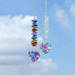 Crystal Heart Suncatcher Two Colors Large Size Rainbow Maker
