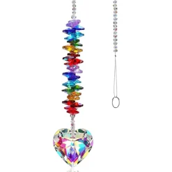 Crystal Heart Suncatcher Two Colors Large Size Rainbow Maker