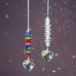 Crystal Heart Suncatcher Two Colors Large Size Rainbow Maker