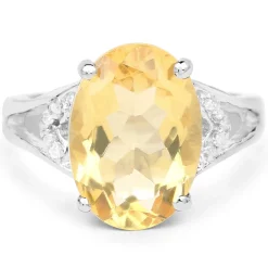 5ct Citrine and Diamond Statement Ring in Sterling Silver, Stunning!