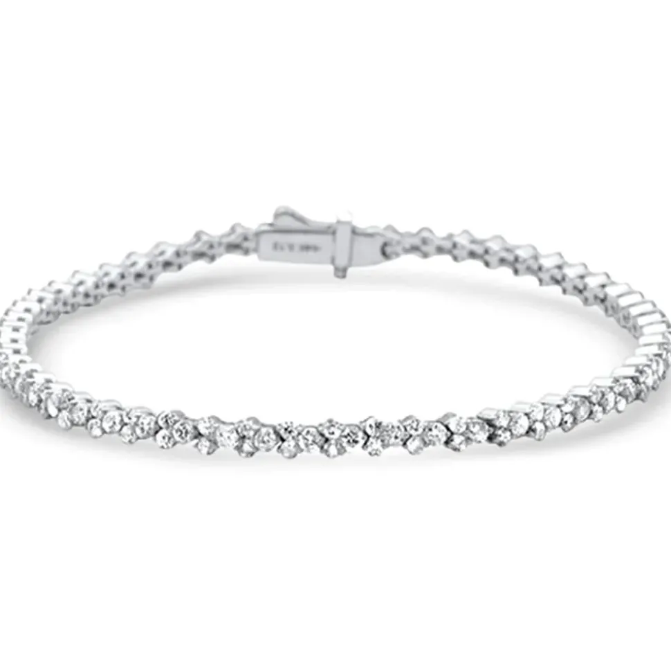 3.12ct G SI 14K White Gold Diamond Tennis Bracelet 7" Long