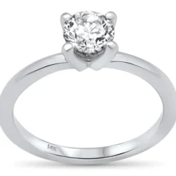 .75ct G SI 14K White Gold Round Diamond Solitaire Ring Size 6.5