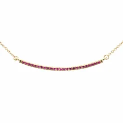 .18ct G SI 14K Yellow Gold Natural Ruby Gemstone Bar Pendant Necklace 18" Long