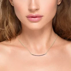 .18ct G SI 14K Yellow Gold Natural Ruby Gemstone Bar Pendant Necklace 18" Long