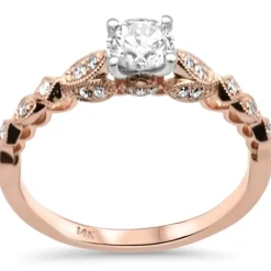 .62ct 14K Rose Gold Diamond Engagement Ring Size 6.5 G SI Natural Diamonds