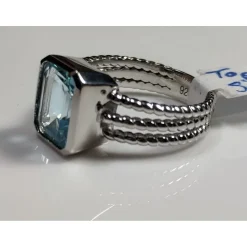 5ct Topaz or Amethyst Ring Three Rope Look Bands