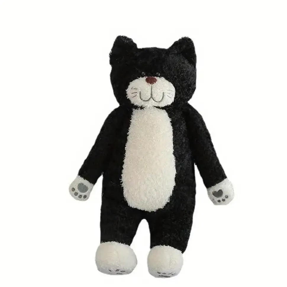 Cuddly Kitty Plush Pillow Tuxedo Cat Black and White