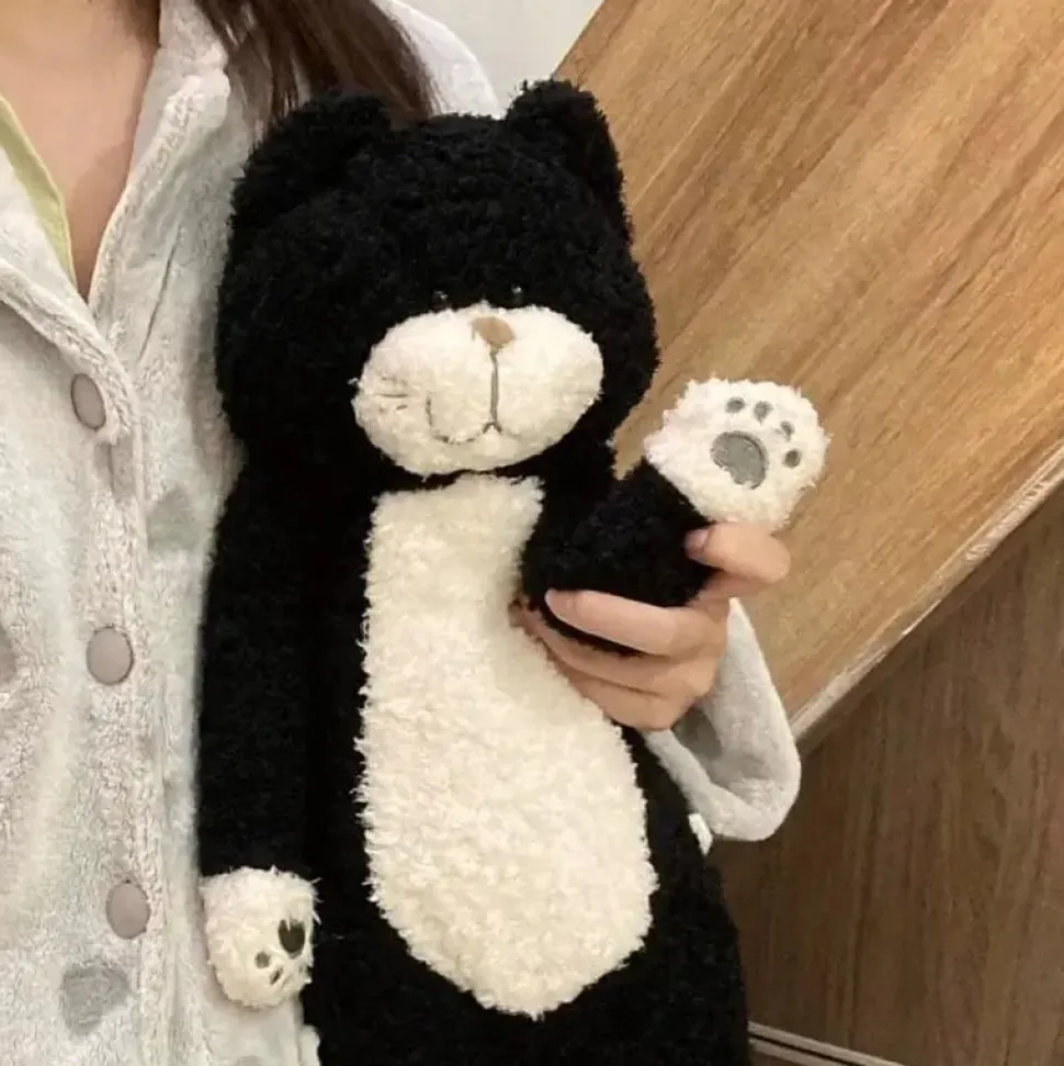 Cuddly Kitty Plush Pillow Tuxedo Cat Black and White