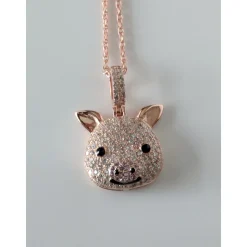 CZ Pig Pendant Sterling Silver or LRG Stainless Steel for Men