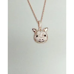 CZ Pig Pendant Sterling Silver or LRG Stainless Steel for Men