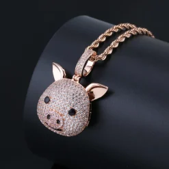 CZ Pig Pendant Sterling Silver or LRG Stainless Steel for Men