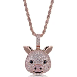 CZ Pig Pendant Sterling Silver or LRG Stainless Steel for Men