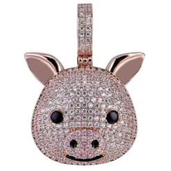 CZ Pig Pendant Sterling Silver or LRG Stainless Steel for Men