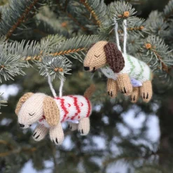 Dachshund in Holiday Sweater Knit Ornament-Handmade in Peru*