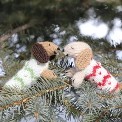 Dachshund in Holiday Sweater Knit Ornament-Handmade in Peru*