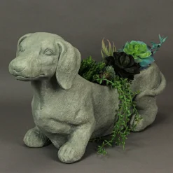Dachshund Stone Finish Planter Realistic