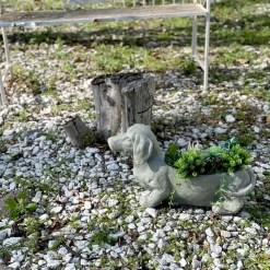 Dachshund Stone Finish Planter Realistic