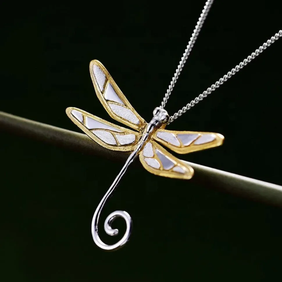 Dainty Dragonfly Sterling Silver Jewelry Earrings and Necklace Handmade Works of Art!