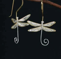 Dainty Dragonfly Sterling Silver Jewelry Earrings and Necklace Handmade Works of Art!