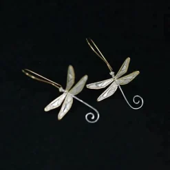 Dainty Dragonfly Sterling Silver Jewelry Earrings and Necklace Handmade Works of Art!