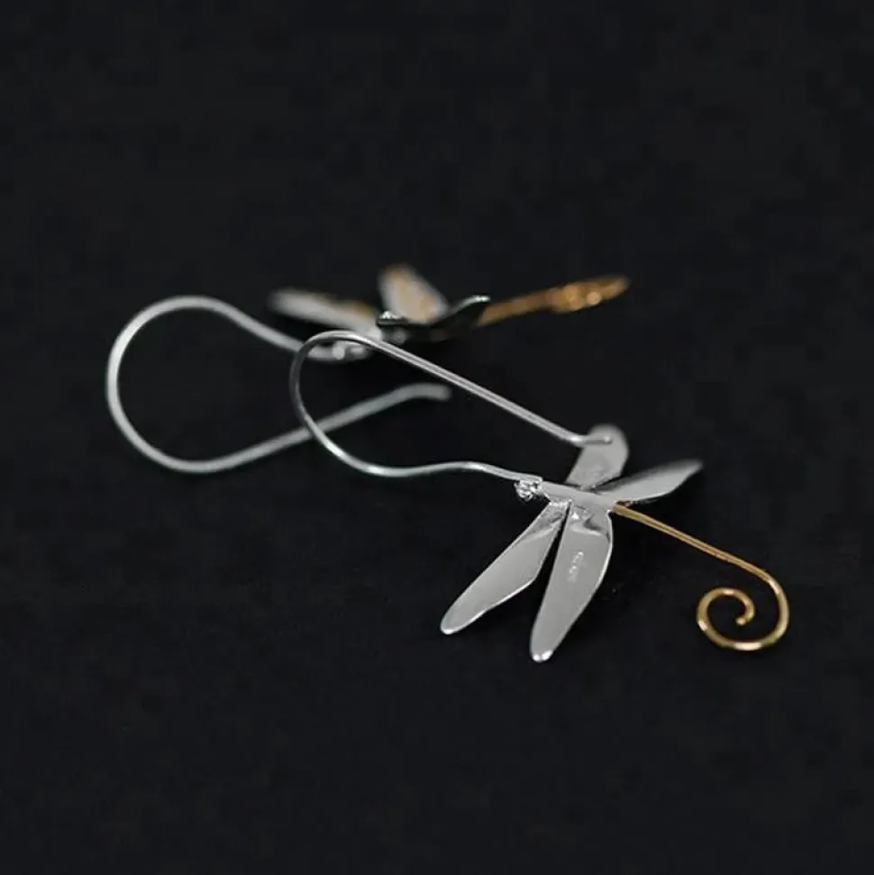 Dainty Dragonfly Sterling Silver Jewelry Earrings and Necklace Handmade Works of Art!
