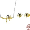 Dainty Honey Bee Necklace and Earrings Each or SET 925 Sterling Silver*