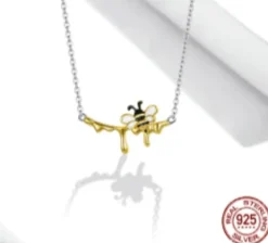 Dainty Honey Bee Necklace and Earrings Each or SET 925 Sterling Silver*