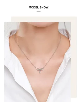 Dainty Pink Centerstone 925 Sterling Silver Necklace Elegant