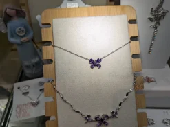 Dainty Purple Amethyst Butterfly Necklace Sterling Silver Chain