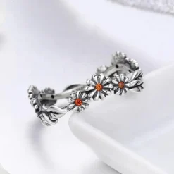 Daisy Freeform Rings Very Unique! Sterling Silver with Cubic Zirconia