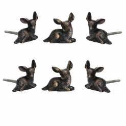 Deer Metal Drawer Pulls Knobs with Distressed Bronze Finish ( set of 6 )
