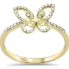 Diamond Butterfly Ring .17ct G SI 14K Yellow Gold Band Size 6.5