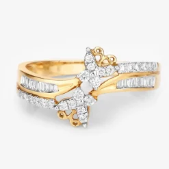 Diamond Butterfly Ring 14K Yellow Gold