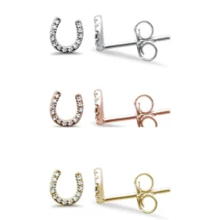 Diamond Horseshoe Earrings 14K Gold