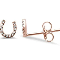 Diamond Horseshoe Earrings 14K Gold