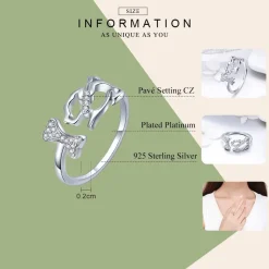 Dog Chasing a Bone Sterling Silver Ring with Sparkling CZ, For the Dog Lovers!