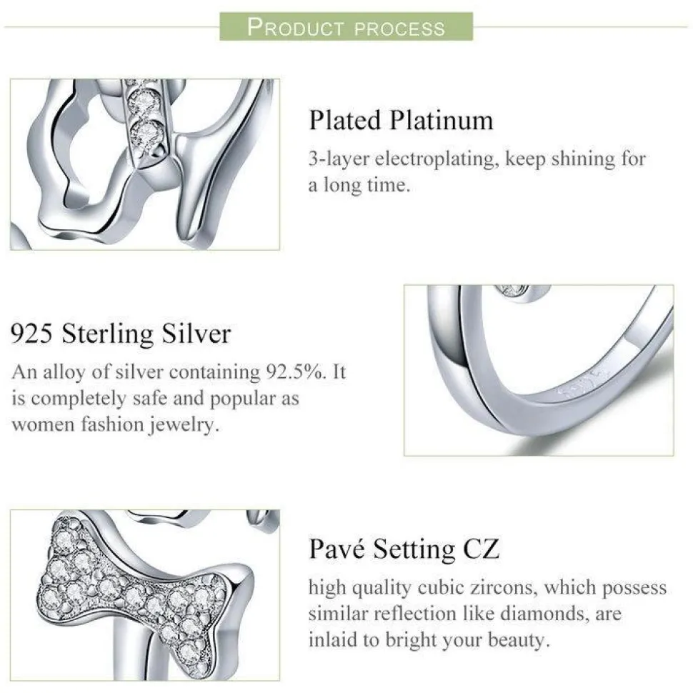 Dog Chasing a Bone Sterling Silver Ring with Sparkling CZ, For the Dog Lovers!