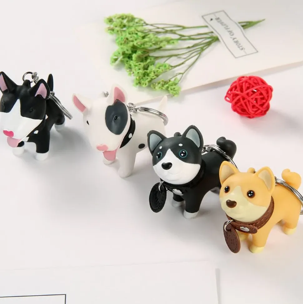 Dog Keychain 4 Types, Black and White Bull Terriers and Mutt Doggy*