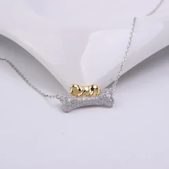 Dog Sleeping on Bone Unique Necklace for Dog Lovers 925 Sterling Silver