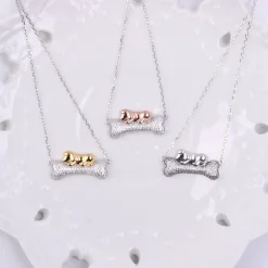 Dog Sleeping on Bone Unique Necklace for Dog Lovers 925 Sterling Silver