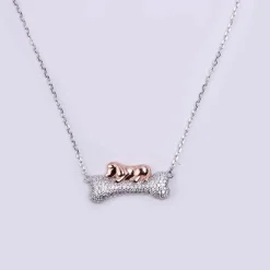 Dog Sleeping on Bone Unique Necklace for Dog Lovers 925 Sterling Silver