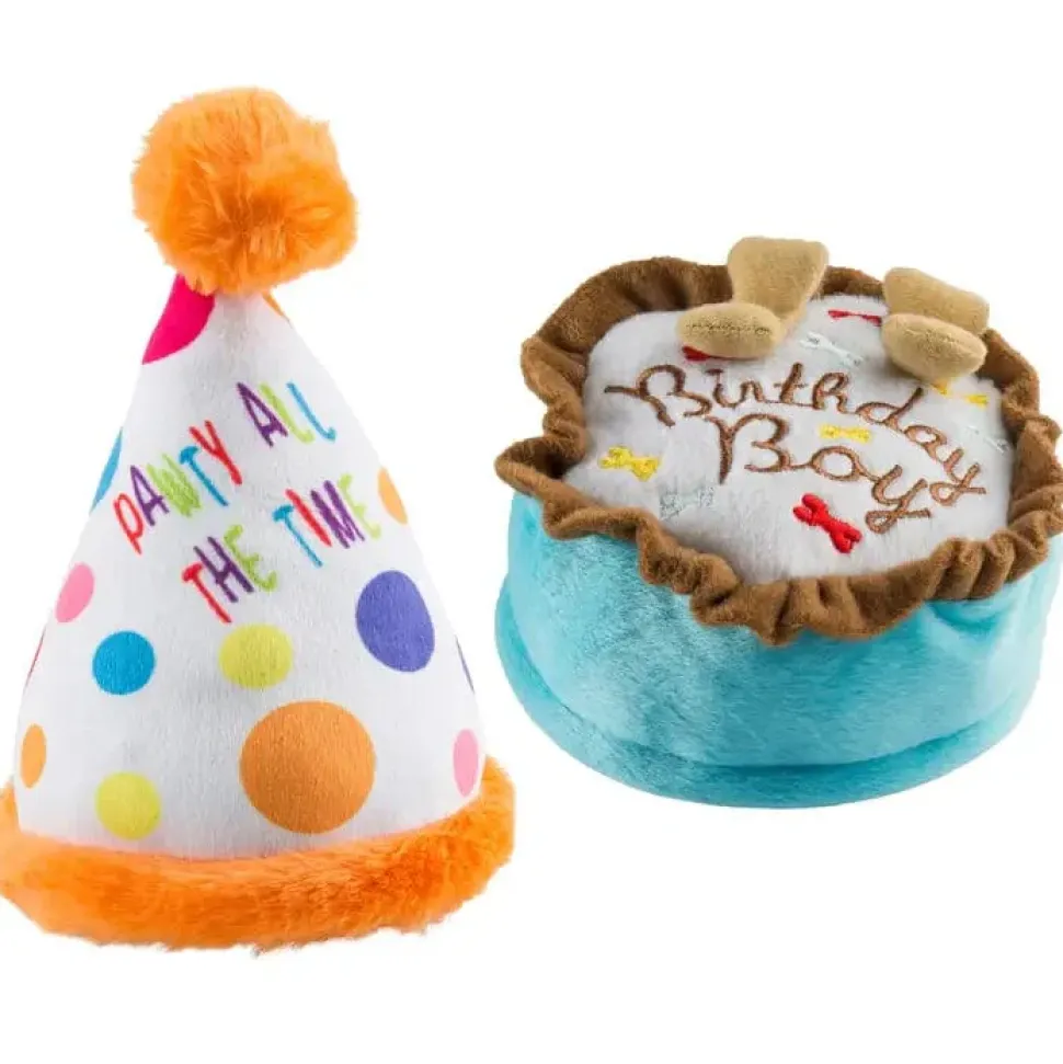 Doggy Birthday Girl or Boy Party Bundle Plush Toys Party Hat & Cake