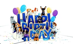 Dogs Happy Birthday 3D Pop-Up Card Dog Lovers
